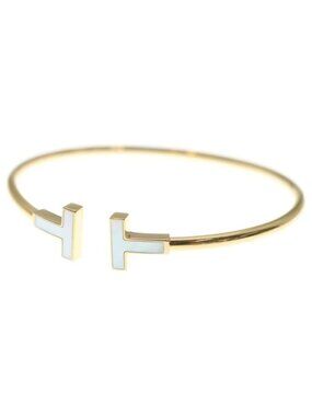 Tiffany & Co T-wire Mother of Pearl Bangle Bracelet 18k Gold